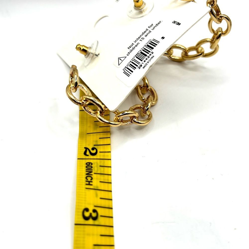 Express Gold Chain Hoop Geometric Square Hoop Earrings Set - Picture 8 of 8
